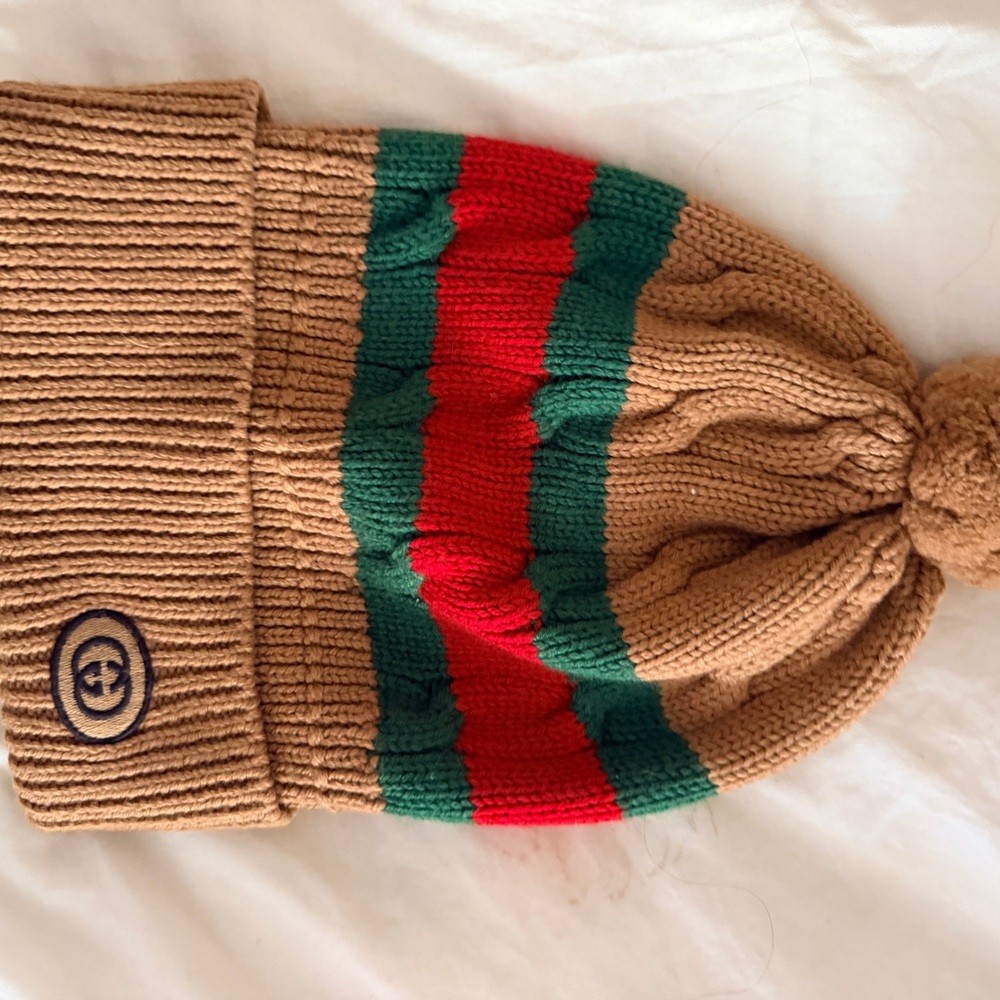 Gucci Stylish Tan and Green Beanie